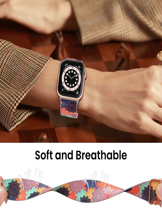 مجموعة من 4 أساور مطاطية مرنة من Delidigi متوافقة مع ساعات Apple Watch بمقاسات 38 مم، 40 مم، 41 مم، 42 مم، 44 مم، و45 مم، للرجال والنساء. أحزمة رياضية مرنة قابلة للتعديل مصنوعة من النايلون لساعات iWatch Series 8، 7، 6، 5، 4، 3، 2، 1، وSE. - Image 4