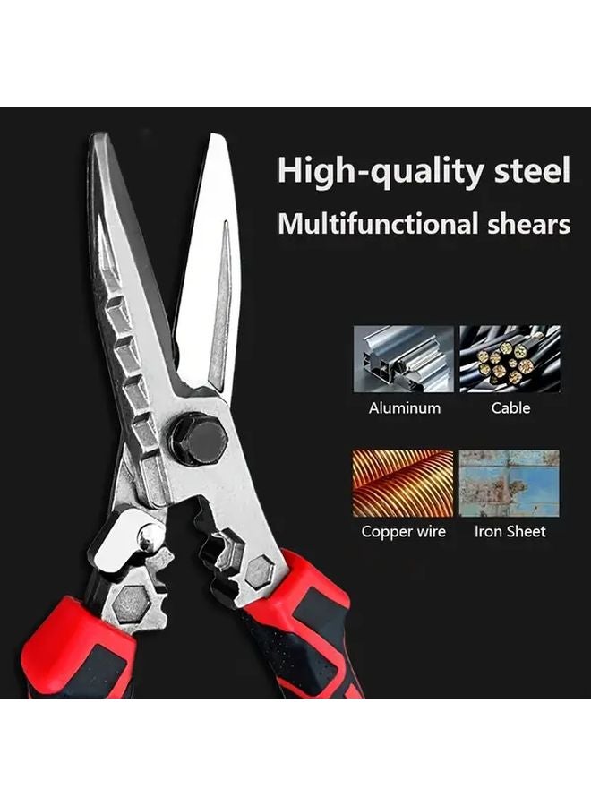 Heavy Duty Tin Snips Industrial Scissors Sharp Serrated Blades Metal Cutting Tool - Image 3