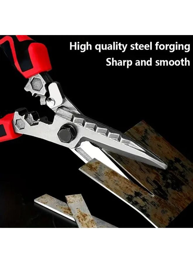 Heavy Duty Tin Snips Industrial Scissors Sharp Serrated Blades Metal Cutting Tool - Image 5