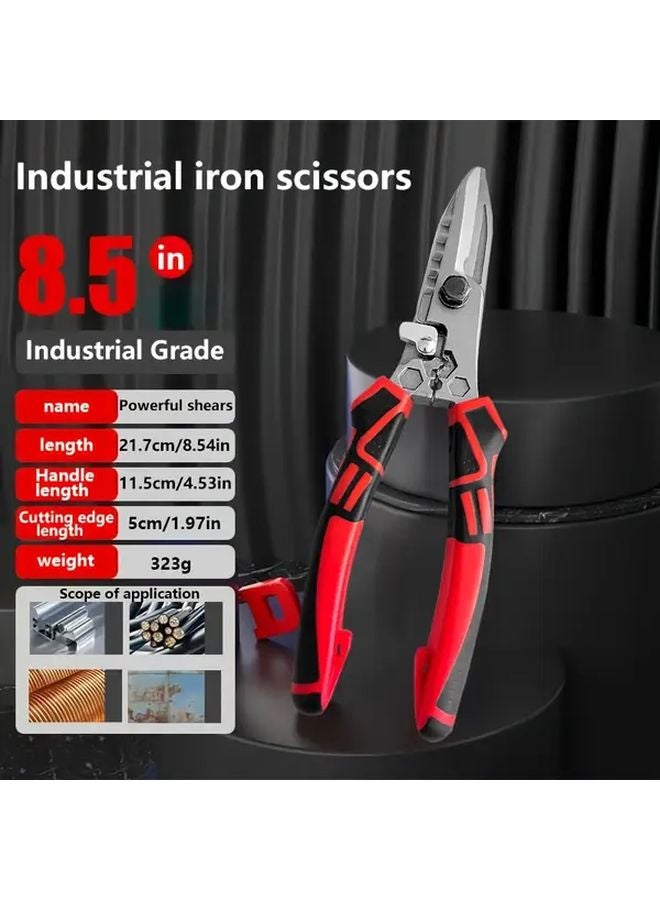 Heavy Duty Tin Snips Industrial Scissors Sharp Serrated Blades Metal Cutting Tool - Image 2