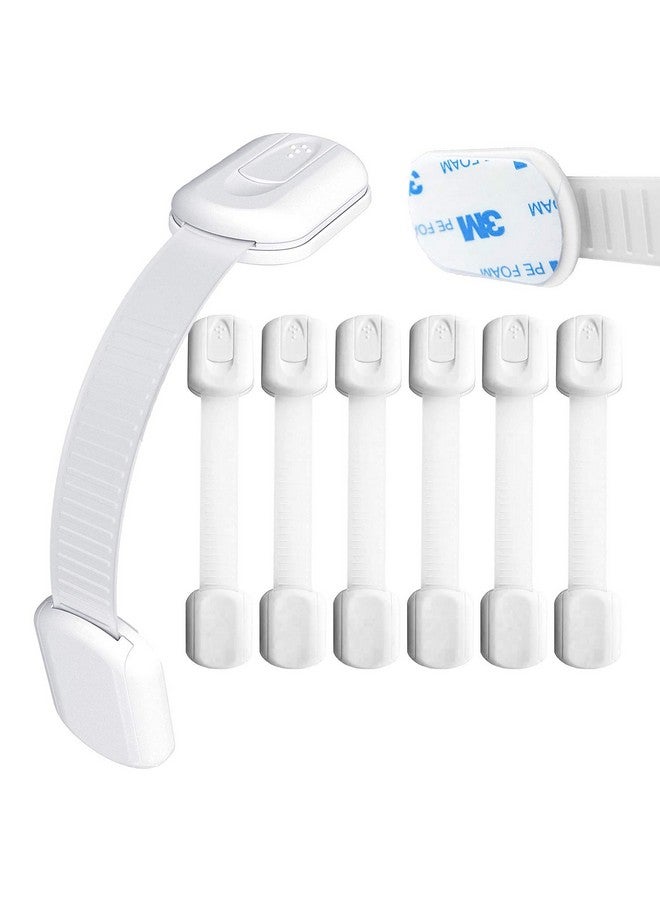 Baby Safety Locks | Child Proof Cabinets, Drawers, Appliances, Toilet Seat, Fridge & Oven | Tools Not Required | Uses 3M Adhesive with Adjustable Strap and Latch System (16-Pack, White)