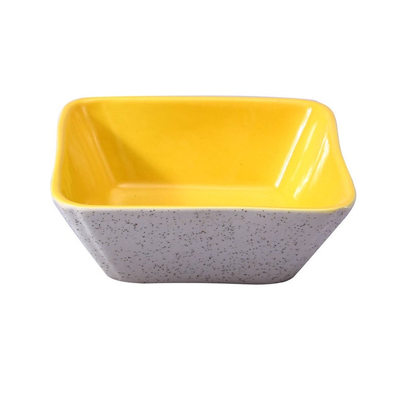 Caffeine Ceramic Handmade Matte Cream Glossy Yellow Serving Bowl Set of 4 - Image 4