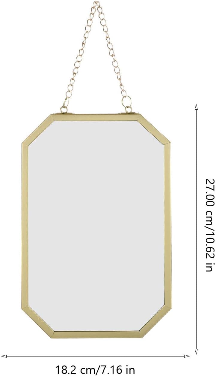 Small Rectangular Wall-Mounted Mirror with Iron Chain, Decorative Metal Hanging Vanity Mirror for Bathroom, Dormitory, and Makeup Use - Image 1