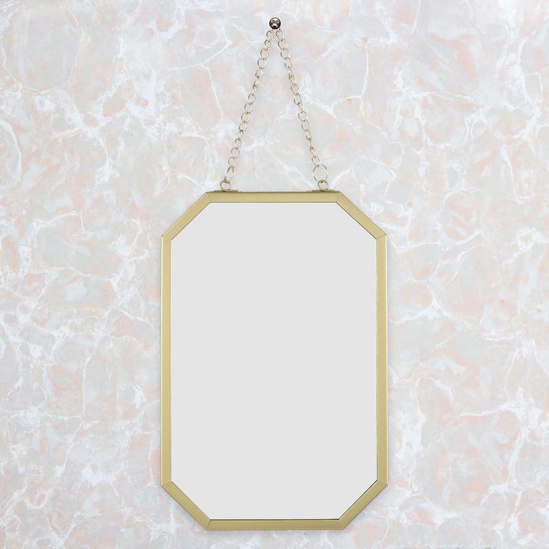 Small Rectangular Wall-Mounted Mirror with Iron Chain, Decorative Metal Hanging Vanity Mirror for Bathroom, Dormitory, and Makeup Use - Image 3