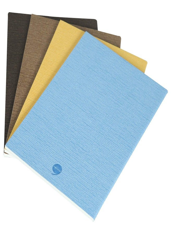 COMMA Abaca - A5 Size - Soft Bound Notebook - 80 Pages Each - 80gsm Natural Shade Paper - Textured Cover Material - Pack of 4 - (Chocolate + Walnut + Yellow + Sky Blue) - Image 3