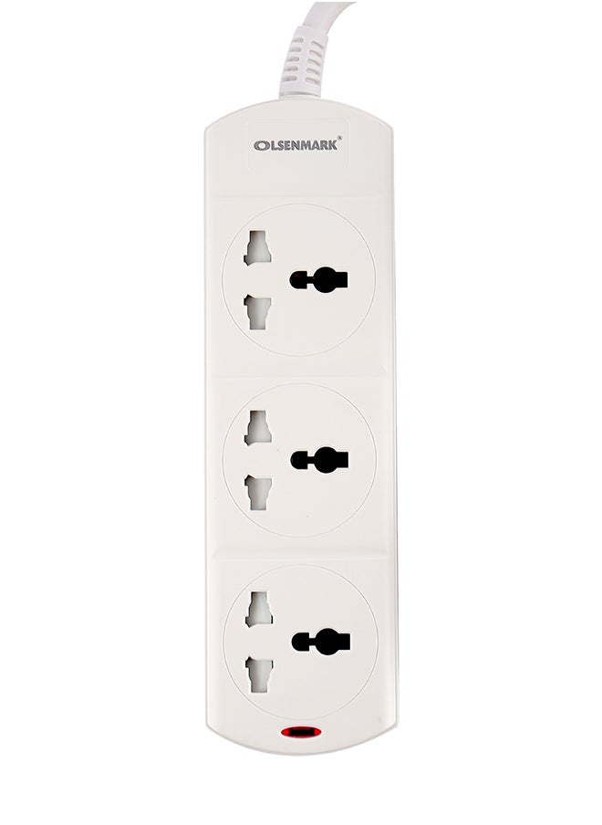 Olsenmark - Olsenmark 3 Way Power Socket OMES1807D, 3 M cord, PP Fire Proof Housing and Child Safety, Ideal for Home, Office - Image 1