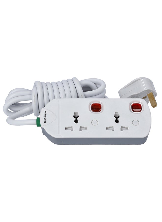 Olsenmark - Olsenmark 3 Way Power Socket OMES1807D, 3 M cord, PP Fire Proof Housing and Child Safety, Ideal for Home, Office - Image 1