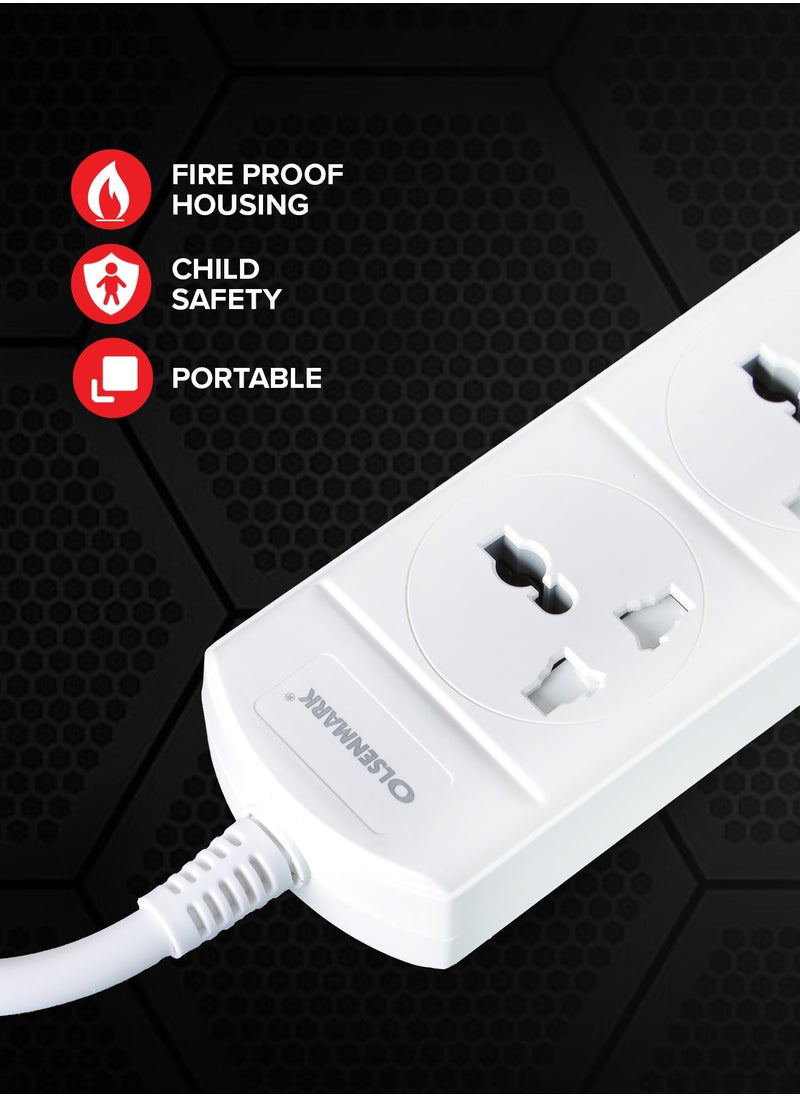 Olsenmark Olsenmark 3 Way Power Socket OMES1807D, 3 M cord, PP Fire Proof Housing and Child Safety, Ideal for Home, Office  - Image 3