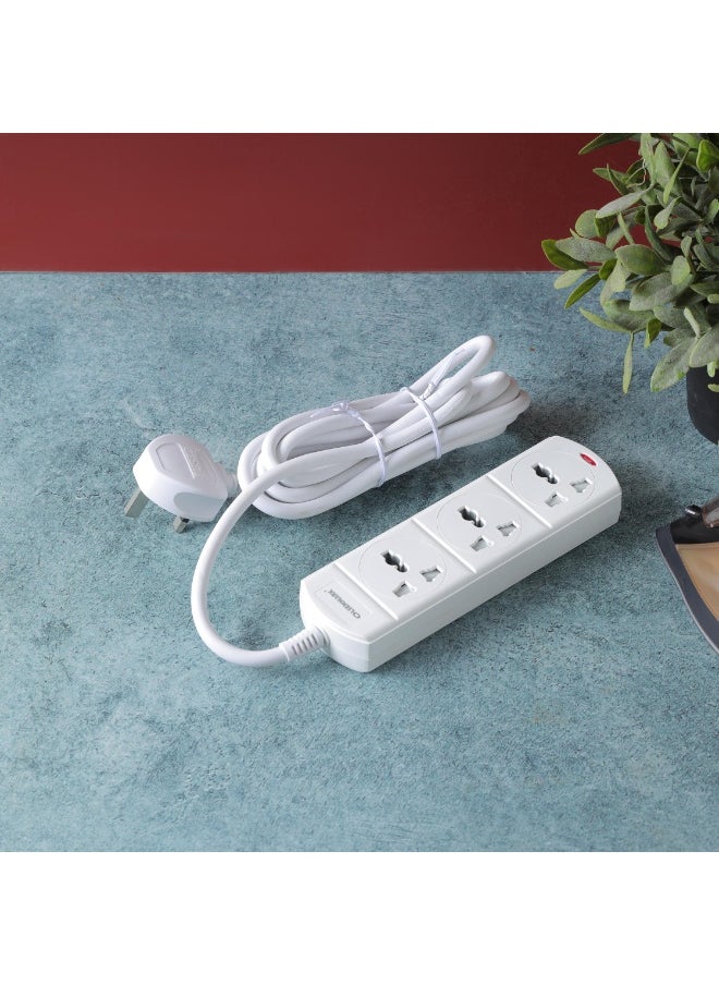 Olsenmark - Olsenmark 3 Way Power Socket OMES1807D, 3 M cord, PP Fire Proof Housing and Child Safety, Ideal for Home, Office - Image 1