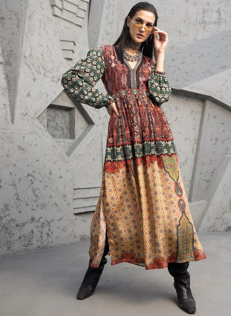 Bhanuni By Jyoti  GINGER ORANGE AND VERY LIGHT BLUSH GREEN DRESS for Women | Best Price UAE