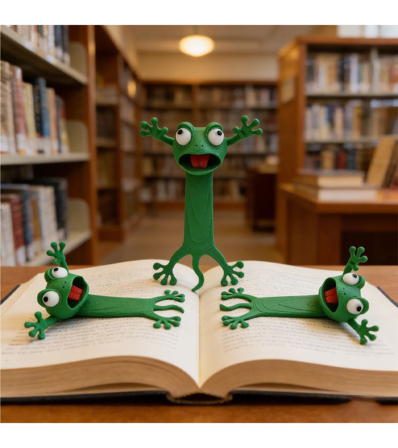 Whimsical 3D Stereoscopic Pressed Frog Bookmark Creative Cartoon Shape Stationery Single Piece Office Supplies Great Gift for Friends - Image 1