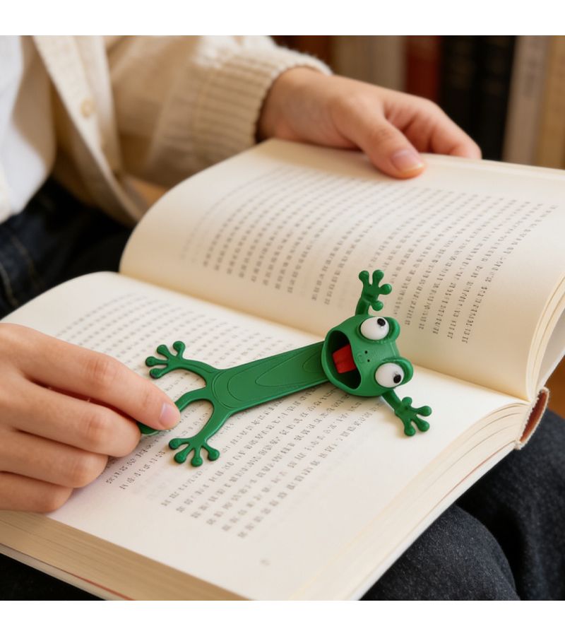 Whimsical 3D Stereoscopic Pressed Frog Bookmark Creative Cartoon Shape Stationery Single Piece Office Supplies Great Gift for Friends - Image 2