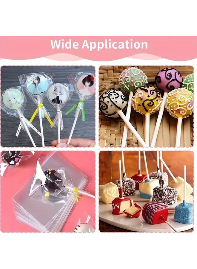 100pcs Lollipop Making Tools Set Clear Treat Bags Gold Twist Ties Cake Pop Sticks White Candy Chocolate Baking Supplies - Image 5