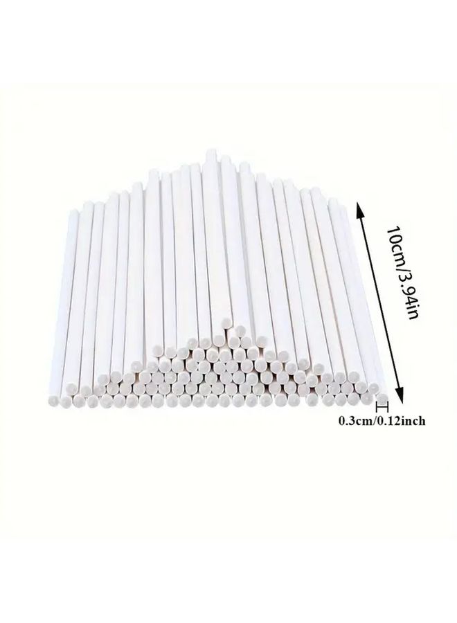 100pcs Lollipop Making Tools Set Clear Treat Bags Gold Twist Ties Cake Pop Sticks White Candy Chocolate Baking Supplies - Image 3
