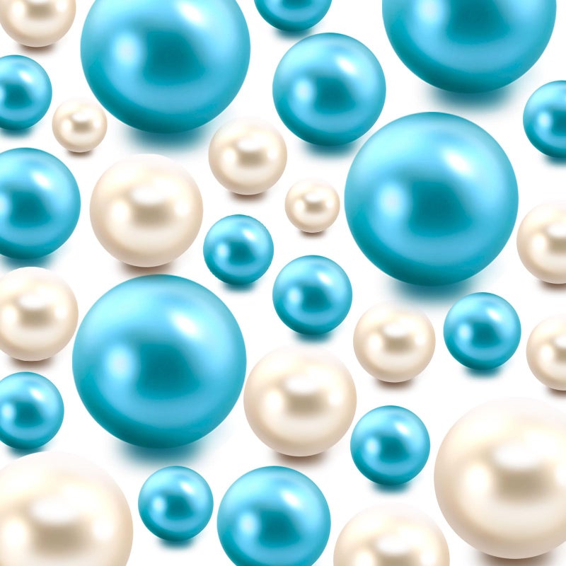 200 Pieces Floating NO Hole Pearls for VasesWhiteLight Blue Floating Beads for CenterpiecesFloatings CandlesMakeup Brush BeadsArtificial Fake PearlHome Weddings Table Centerpieces Party Decor