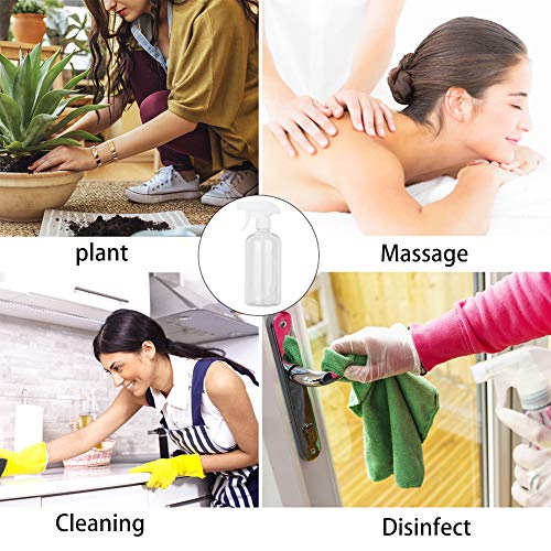 UUJOLY 17 oz Plastic Spray Bottle Trigger Empty Spray Bottles Clear Refillable Container for Water, Essential Oils, Hair, Cleaning Products, Adjustable Head Sprayer and Stream (2 Pack) - Image 5