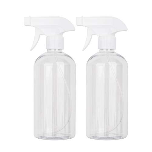 UUJOLY 17 oz Plastic Spray Bottle Trigger Empty Spray Bottles Clear Refillable Container for Water, Essential Oils, Hair, Cleaning Products, Adjustable Head Sprayer and Stream (2 Pack) - Image 1