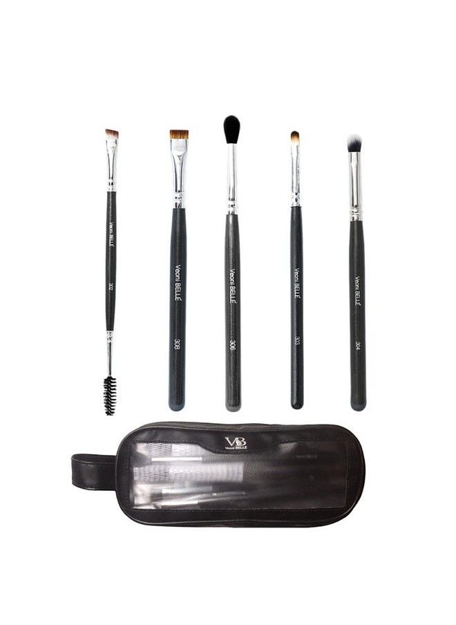 Veoni Belle - Cutcrease Eyeshadow Blending Brush Set. Brass Ferrule For Strength And Durability. Light Weight Wooden Handle For Easy Grip Aaa+ Cruelty Free Hair - Image 1