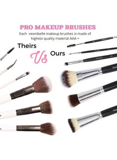 Veoni Belle Cutcrease Eyeshadow Blending Brush Set. Brass Ferrule For Strength And Durability. Light Weight Wooden Handle For Easy Grip Aaa+ Cruelty Free Hair  - Image 4