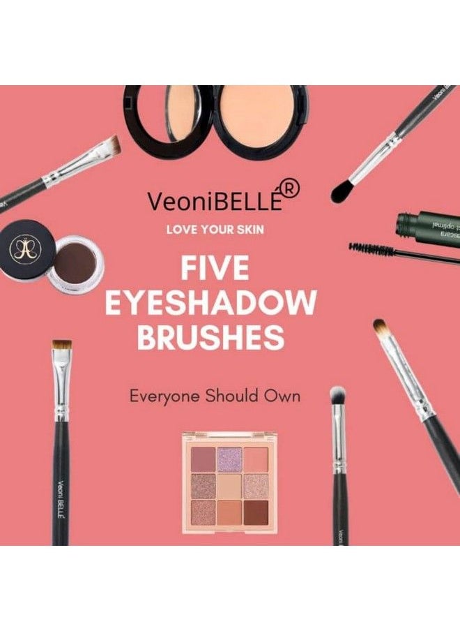 Veoni Belle - Cutcrease Eyeshadow Blending Brush Set. Brass Ferrule For Strength And Durability. Light Weight Wooden Handle For Easy Grip Aaa+ Cruelty Free Hair - Image 1
