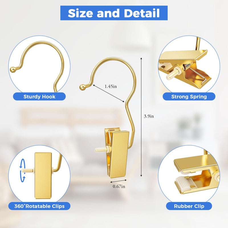 Eunhdet 30 Pack Gold Boot Hangers for Closet, Pants Hangers with Clips Portable Travel Hanger Space Saving, Boot Clip Hooks for Hanging Clothes Pins Leggings Hangers Laundry Towels Hat Bra Socks Jean - Image 2