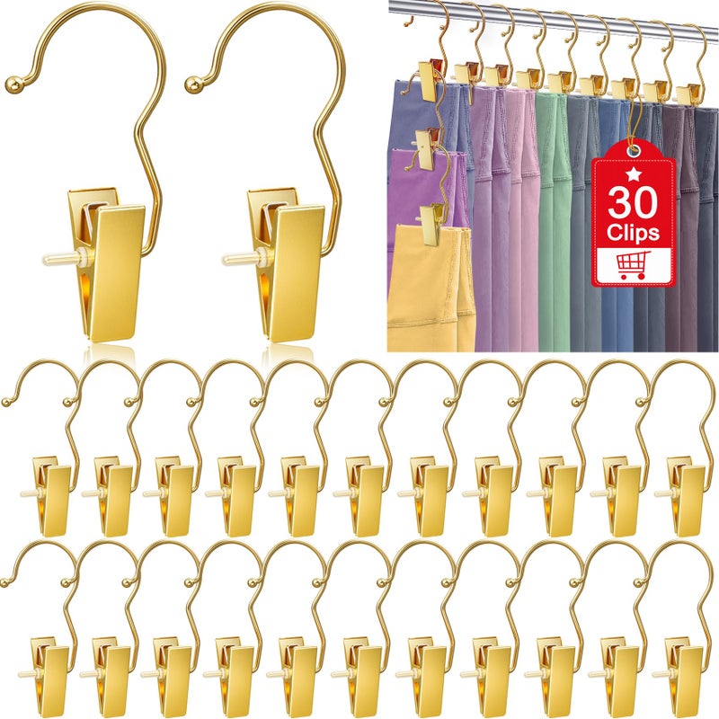 Eunhdet 30 Pack Gold Boot Hangers for Closet, Pants Hangers with Clips Portable Travel Hanger Space Saving, Boot Clip Hooks for Hanging Clothes Pins Leggings Hangers Laundry Towels Hat Bra Socks Jean - Image 1