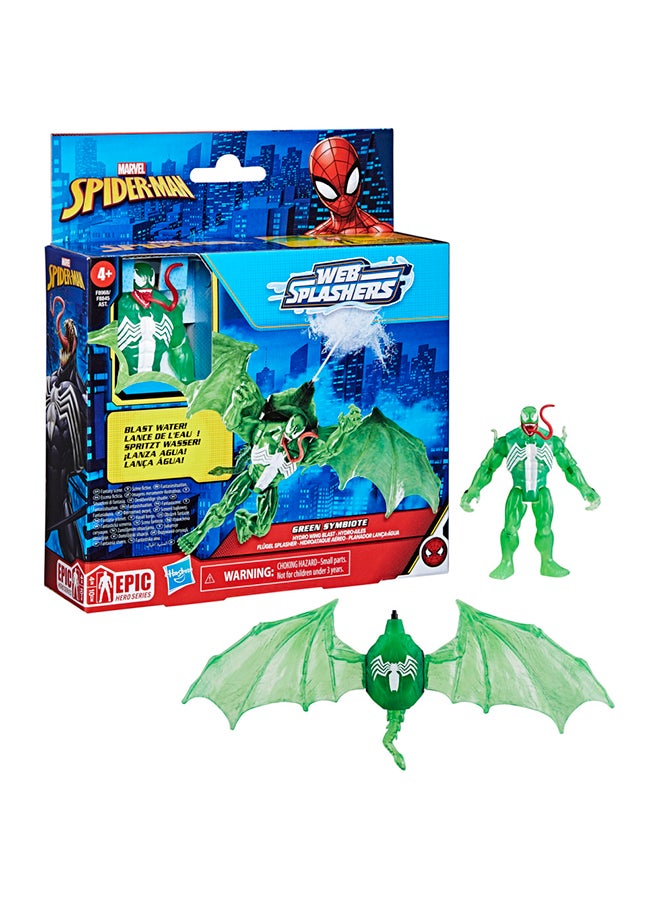 SPIDERMAN Marvel Spider-Man Epic Hero Series Web Splashers Green Symbiote Hydro Wing Blast, Action Figure and Vehicle Playset, Super Hero Toys for Kids 4 and Up - Image 1