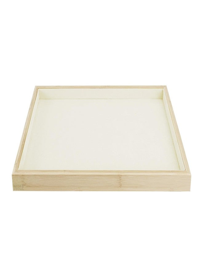 MOOCA 2 Pcs Bamboo Jewelry Display Tray, Presentation Tray, Organizer for Rings, Necklaces, Earrings, and Accessories, Beige Color, 14" W x 9.6" D x 1.2" H - Image 5