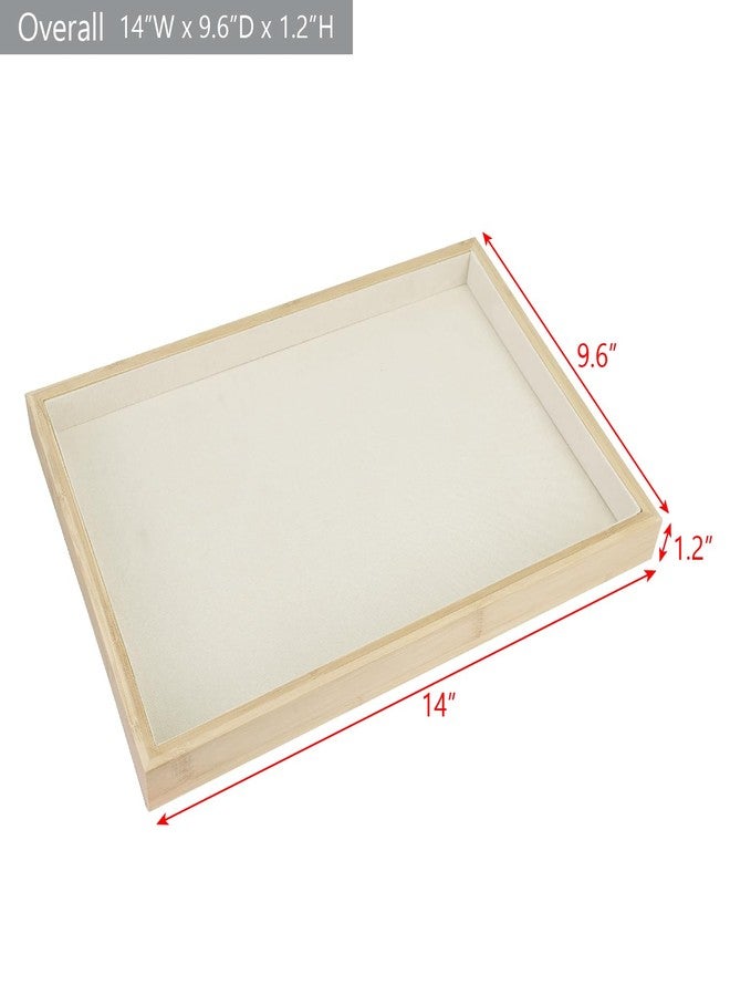 MOOCA 2 Pcs Bamboo Jewelry Display Tray, Presentation Tray, Organizer for Rings, Necklaces, Earrings, and Accessories, Beige Color, 14" W x 9.6" D x 1.2" H - Image 3