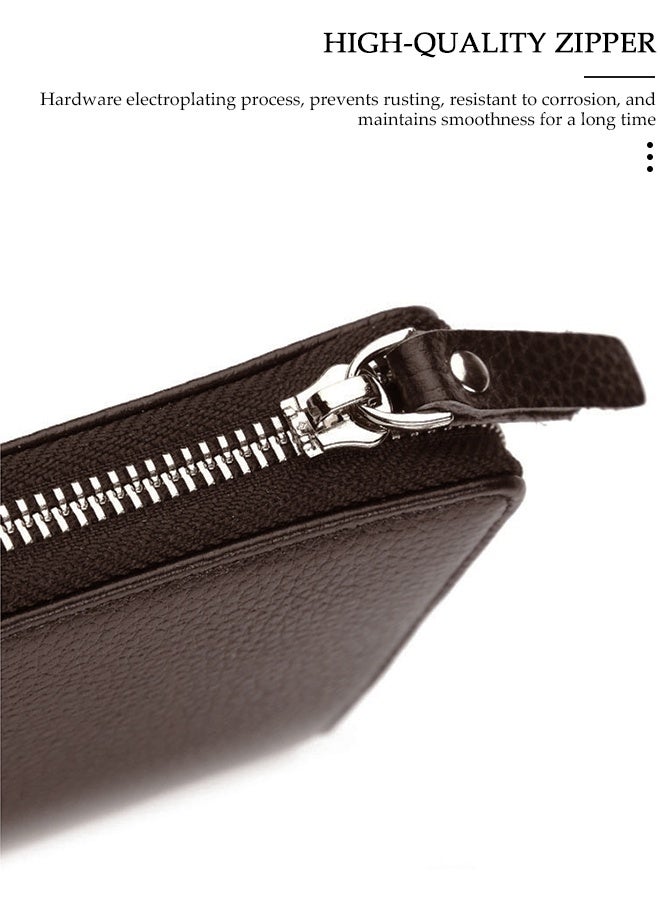 DUNISO Clutch bag for Men, Long PU Leather Business Wallet,Professional Slim Mens Handbag with Multiple Card Slots High-quality Zipper, Large Capacity Soft Pocket for Passport, Phone, Essentials - Image 3