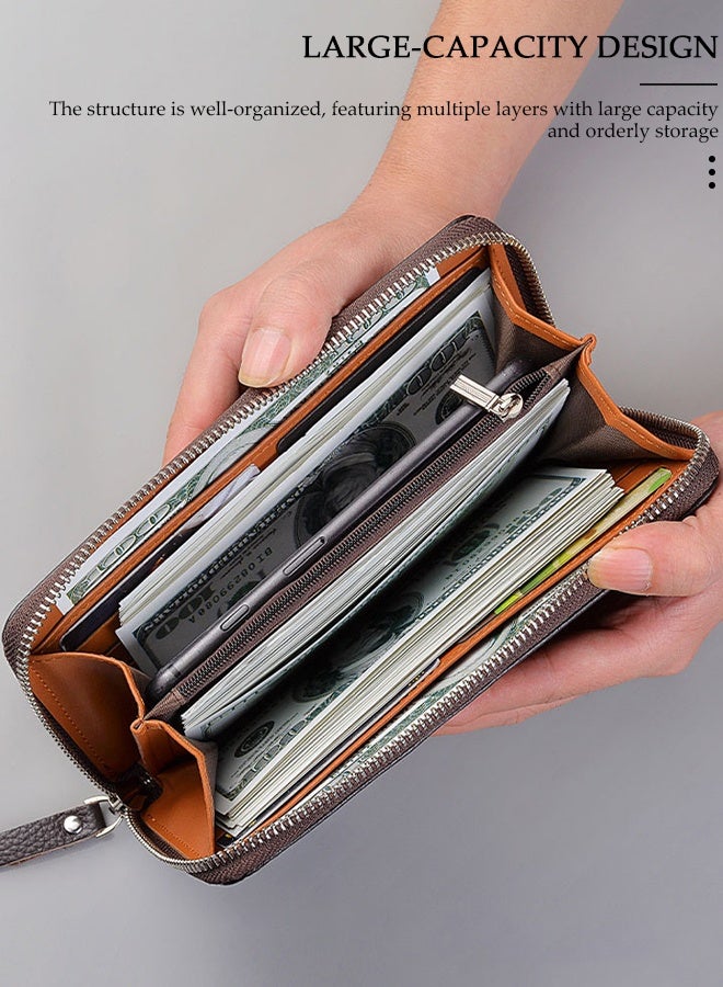 DUNISO Clutch bag for Men, Long PU Leather Business Wallet,Professional Slim Mens Handbag with Multiple Card Slots High-quality Zipper, Large Capacity Soft Pocket for Passport, Phone, Essentials - Image 5