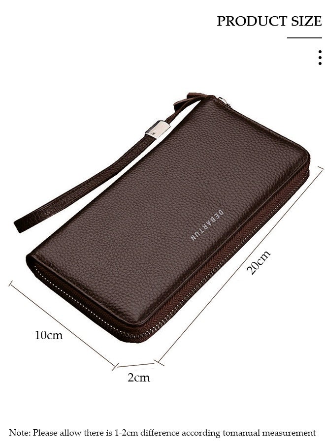 DUNISO Clutch bag for Men, Long PU Leather Business Wallet,Professional Slim Mens Handbag with Multiple Card Slots High-quality Zipper, Large Capacity Soft Pocket for Passport, Phone, Essentials - Image 2
