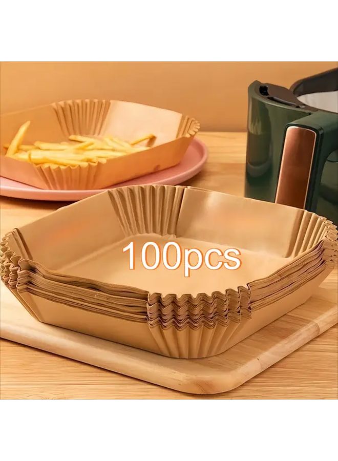 Brown 100 Pack Non Stick Air Fryer Liners Compatible with 5 8 Quart Air Fryers Oven Safe Disposable - Image 1
