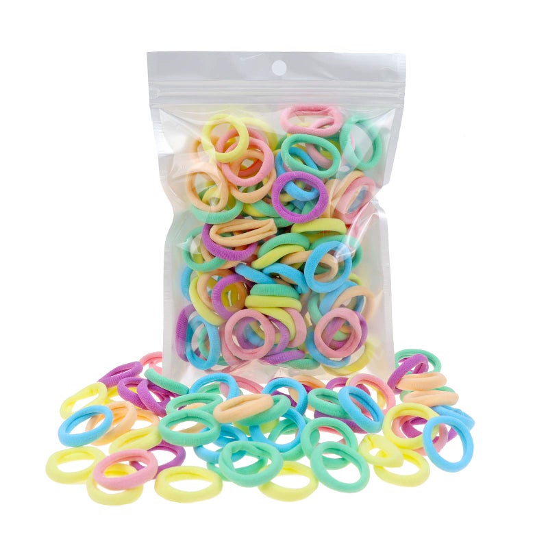 100 Pack Pastel Colorful Nylon Elastics Hair Tie Girls Ponytail Holder Accessories
