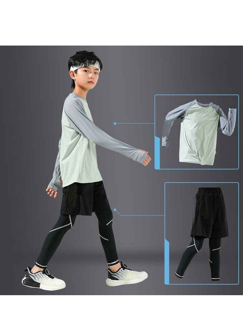 Children's Long Sleeved Long Pants Two-Piece Running Basketball Training Quick Drying Sports Suit  - Image 4