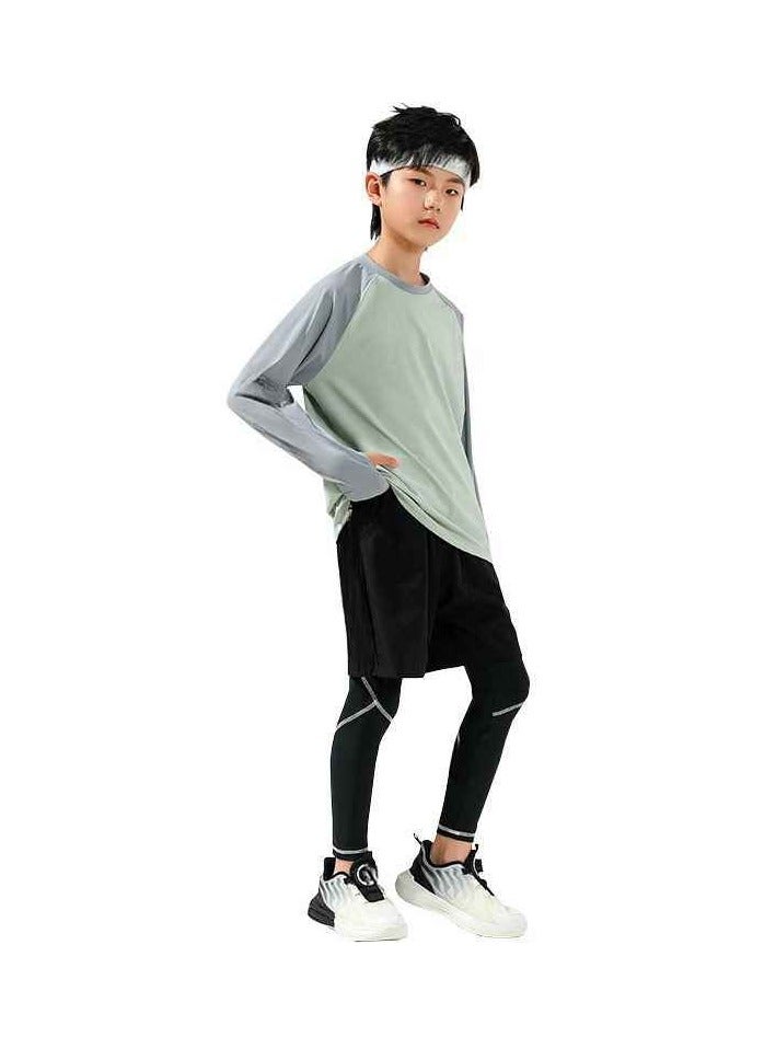 Children's Long Sleeved Long Pants Two-Piece Running Basketball Training Quick Drying Sports Suit  - Image 5
