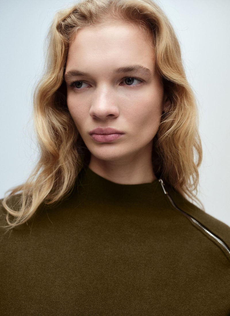 MANGO Perkins-Neck Zip Sweater  - Image 3