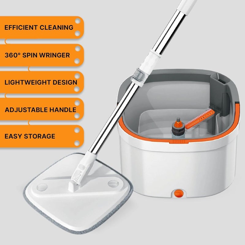 MAPPLE CREATION Household Cleaning Product Mops Clean Floor Scratch Mop Reusable Microfiber Flat Mop Stainless Steel Floating Mop Dry Wet Cleaning Floor Mop with Dirty Clean Water Separation Bucket - Image 2