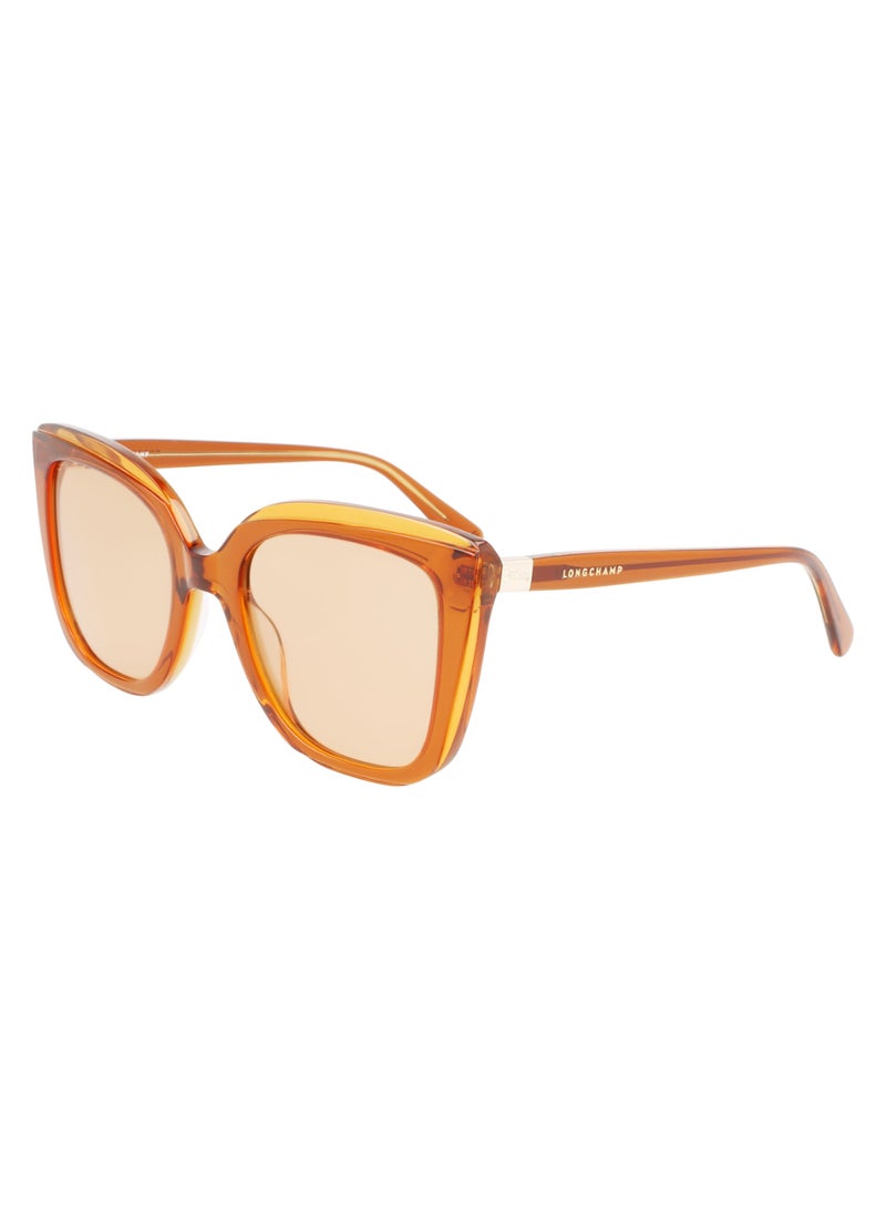 Longchamp Women's UV Protection Rectangular Shape Acetate Sunglasses LO689S-744-5321 - Lens Size: 53 - Honey/Orange  - Image 2