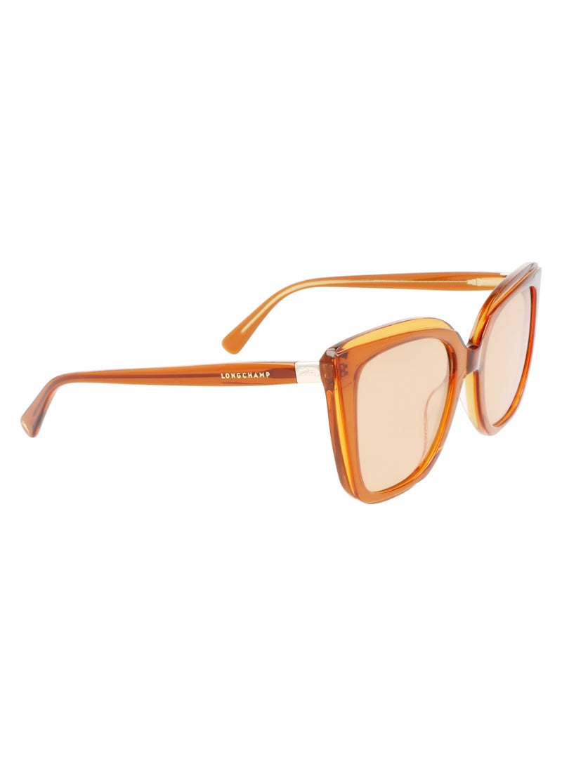 Longchamp Women's UV Protection Rectangular Shape Acetate Sunglasses LO689S-744-5321 - Lens Size: 53 - Honey/Orange  - Image 3