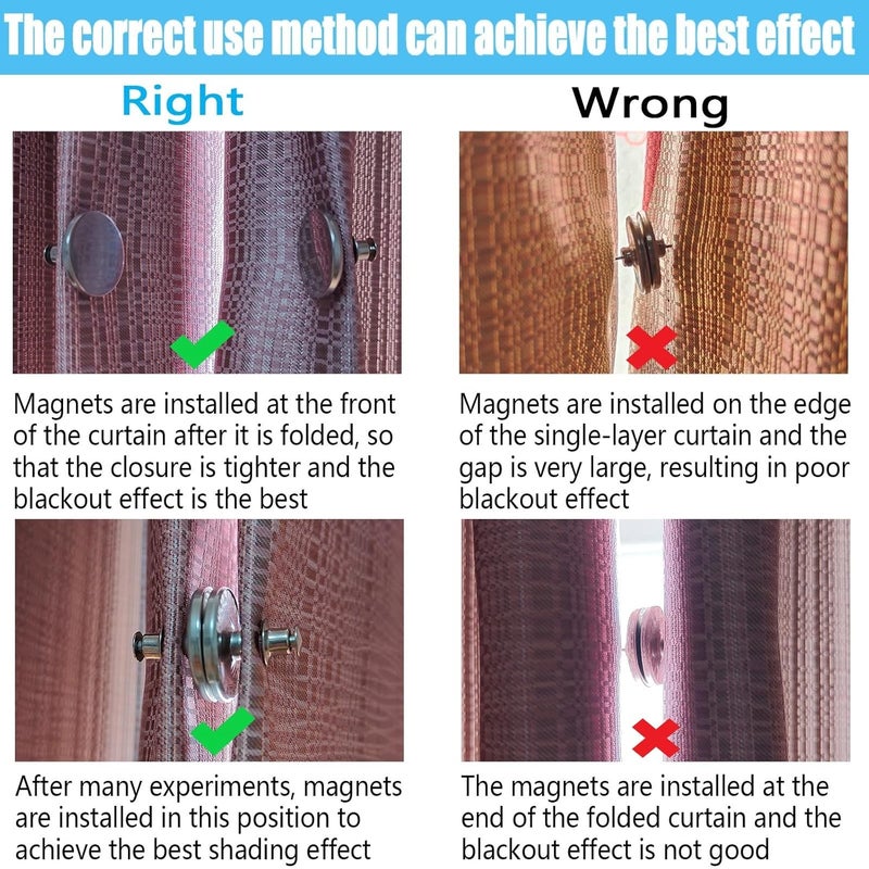 Yteseery 8 Pairs Curtain Magnets Closure, Magnetic Curtain Clips for Indoor Outdoor Curtains Prevent Light Leaking, Strong Curtain Weights Magnets for Pergola Patio Gazebo Cabana, Plus Size 0.98inch - Image 4