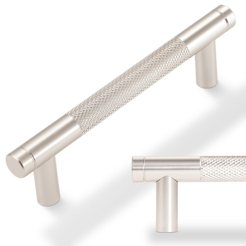 POVEFONK 10 Pack 334 inch96mm Brushed Satin Nickel Kitchen Cabinet Handles Knurled Cabinet Pulls Drawer Pulls Kitchen Hardware - Image 2