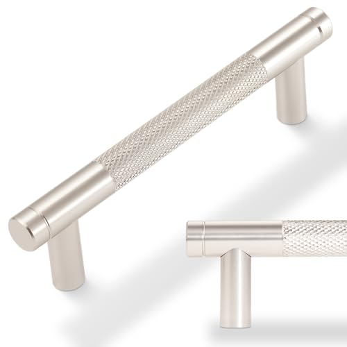 POVEFONK 10 Pack 334 inch96mm Brushed Satin Nickel Kitchen Cabinet Handles Knurled Cabinet Pulls Drawer Pulls Kitchen Hardware - Image 1