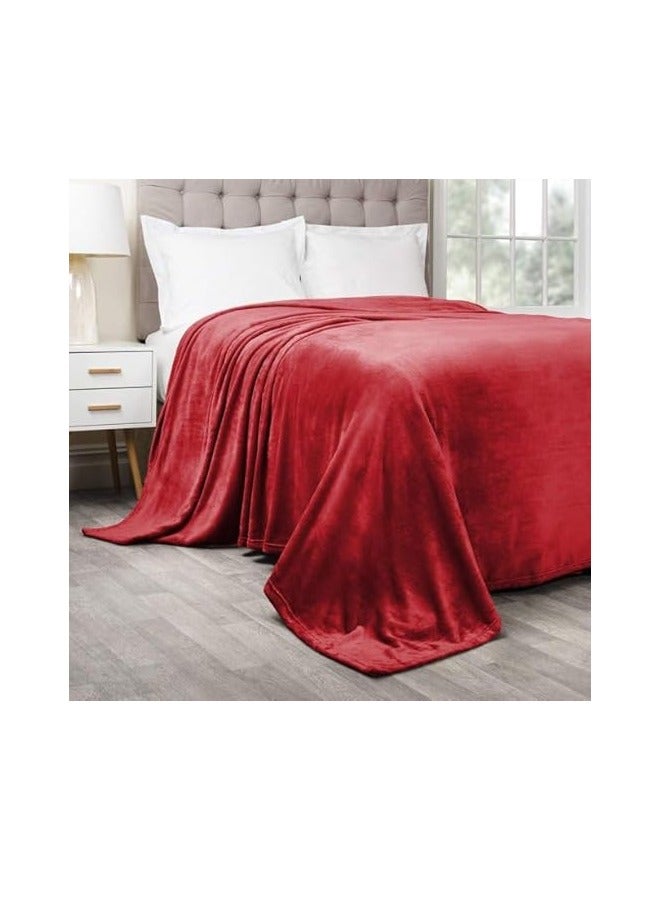 ALLKING Lightweight Blanket King Size Extra Soft Fleece All Season Blanket Bed and Sofa Throw 220 X 230cm (Maroon) Packaging/Colour shade may Vary  - Image 2