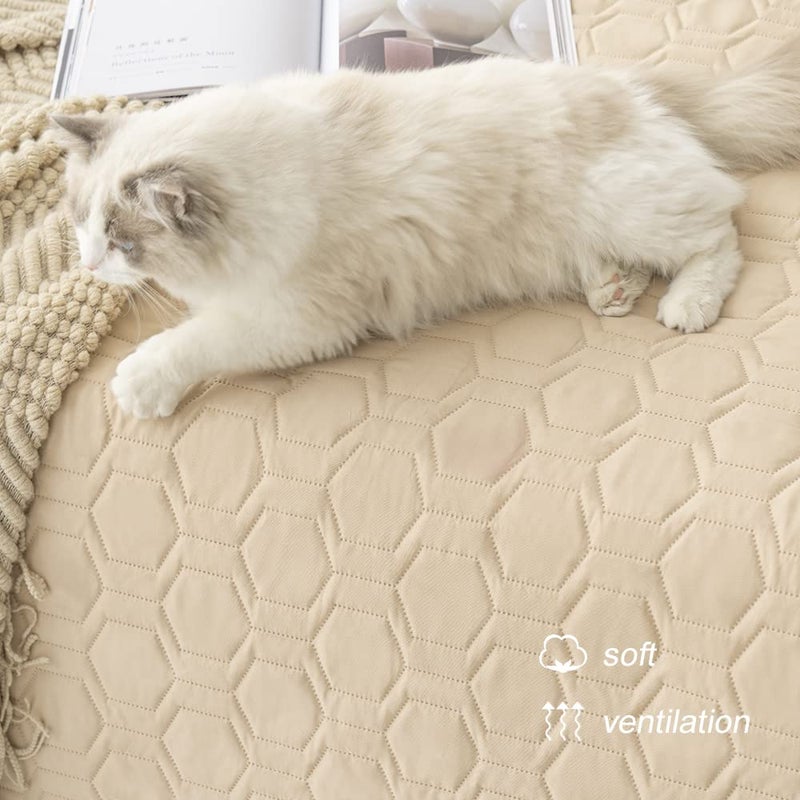Tcksstex Waterproof and Non-Slip Dog Bed Cover and Pet Blanket Sofa Pet Bed Mat ï¼Œcar Incontinence Mattress Protectors Furniture Couch Cover for Most Cats Dogs,Petsï¼ˆ52x82-Beigeï¼‰ - Image 5