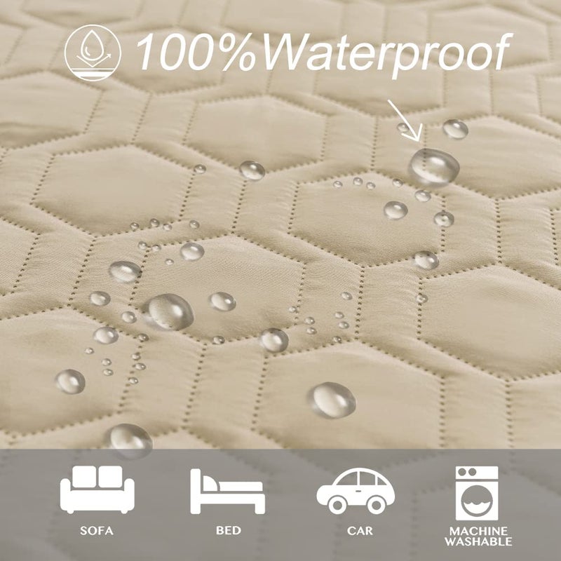 Tcksstex Waterproof and Non-Slip Dog Bed Cover and Pet Blanket Sofa Pet Bed Mat ï¼Œcar Incontinence Mattress Protectors Furniture Couch Cover for Most Cats Dogs,Petsï¼ˆ52x82-Beigeï¼‰ - Image 2