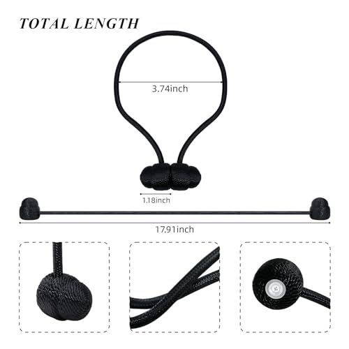 Tifanso Black Magnetic Curtain Tiebacks - 4pcs Decorative Curtain Tie Backs, No Drill Closure Drapery Tiebacks Holdbacks, Boho Drapes Straps Ropes for Bedroom, Bathroom, Farmhouse Decor - Image 2
