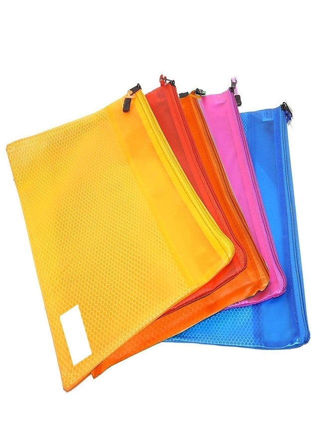 Fancyku Transparent A4 Size Document File Storage Bag with Snap Button for Certificates/Legal Documents -(Pack of 5) (A4 Zipper Pouch 5 pic) - Image 1