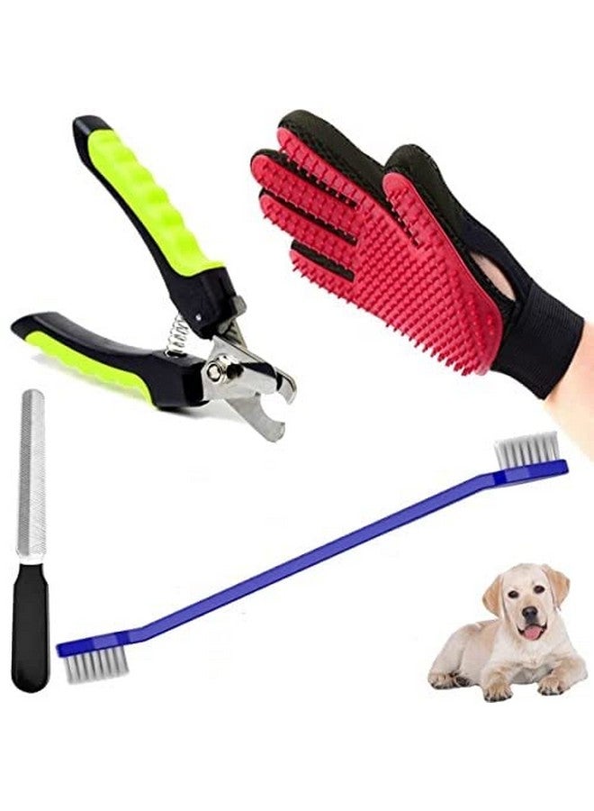 Generic Dog Grooming Kit - Dog Nail Clippers With Filer + Dog Toothbrush Kit + Pet Grooming Glove For Dog, Puppy, Cat And Kitten - 3 In 1 Dog Combo - Image 1