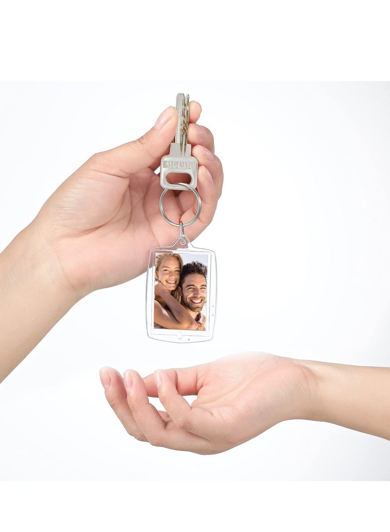 150 Pieces Photo Insert Keychain Clear Acrylic Picture Keychains Picture Frame Key Chain 2.2 x 1.6 Inch Rectangle Blank Photo Keychains for Holiday Photo Diaplay Supplies - Image 4